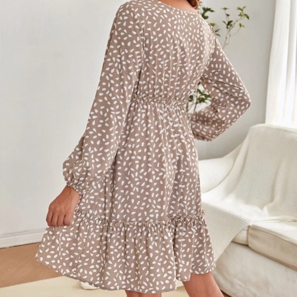 Falling for Taupe Ruffle Dress - Picture 3 of 4